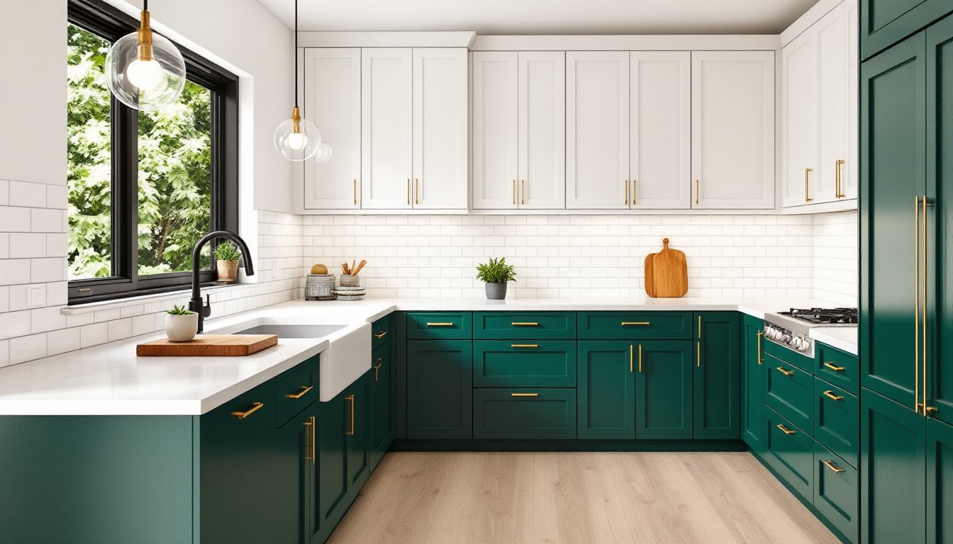 emerald green kitchen cabinets