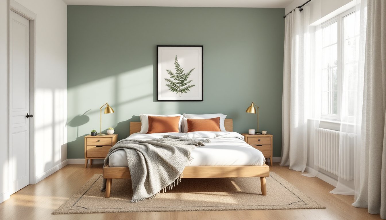 green accent wall bedroom