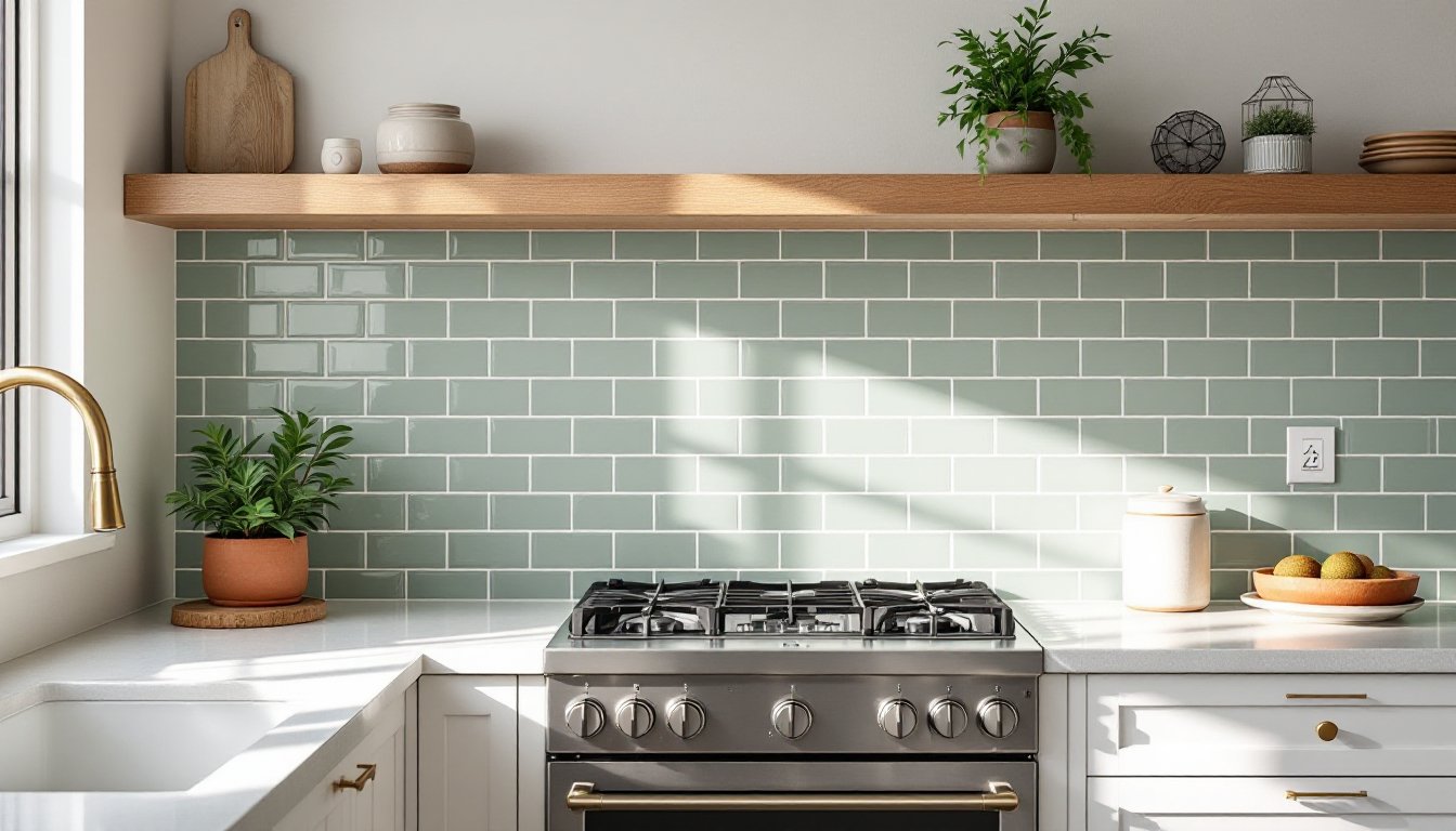 green kitchen backsplash